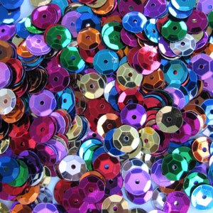Mixed Metallic Colors 10mm Round Cup Sequins Loose ~240 pieces (Gold, Silver, Green, Blue, etc.)