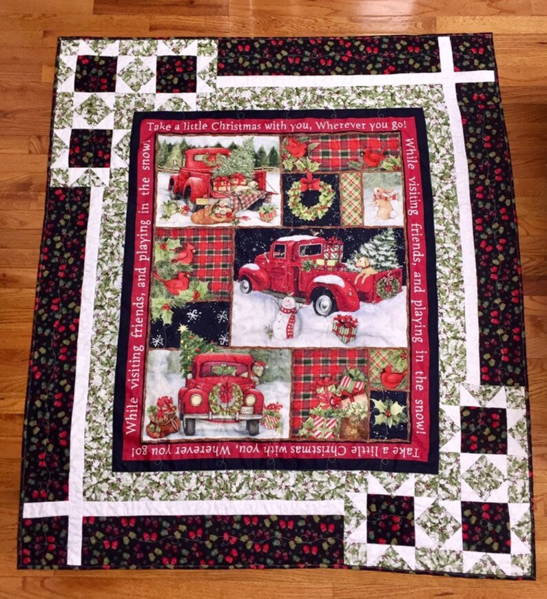 New Handmade Quilt Blanket Throw 100 Cotton Holiday Christmas Etsy