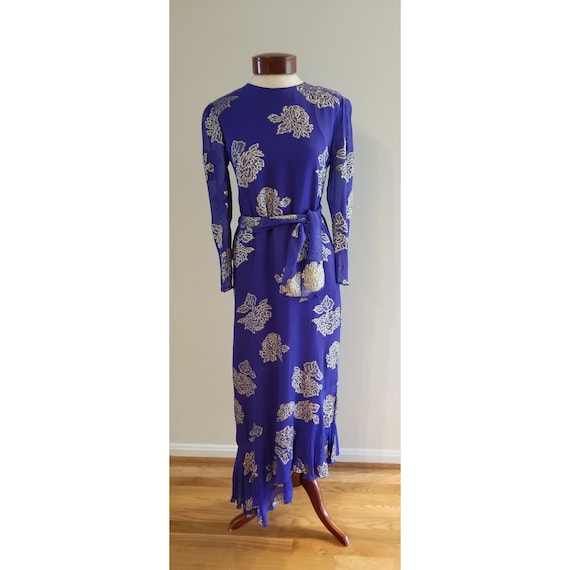 Hanae Mori 100% Silk Chiffon Floating Maxi Dress