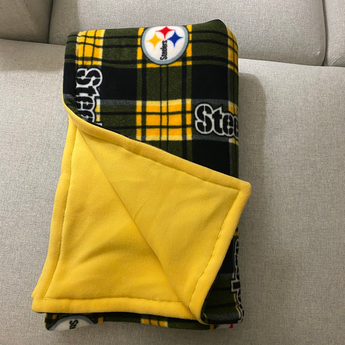 NFL Steelers Throw Fleece Blanket Etsy Canada