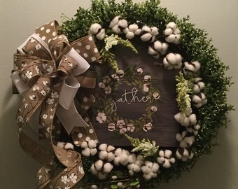 Everyday Cotton grapevine wreath