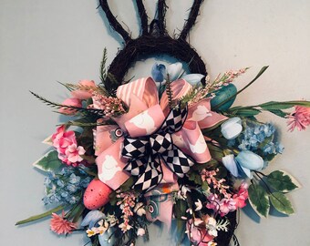 Spring Easter bunny grapevine wreath