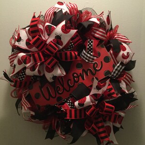 Handmade Ladybug summer wreath