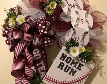 MSU baseball themed grapevine wreath