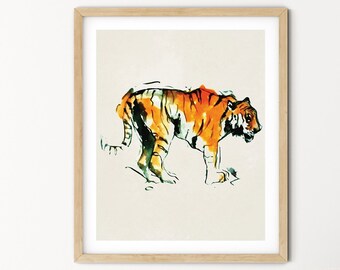 Tiger Watercolor Digital Print | Printable  Art | Africa Art Print | Wild Animal Wall Art | DIY Wall Art | Safari Art Print | Office Art