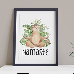 Namaste Sloth Yoga Art Print: Tropical Relaxation (Digital Download)