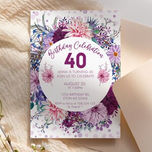 Einladung zur Geburtstagsparty: Rosa Lila Konfetti (Printable Vorlage)