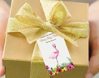Gold Glitter Flamingo Thank You Tag: Tropical Spring/Summer (Printable)