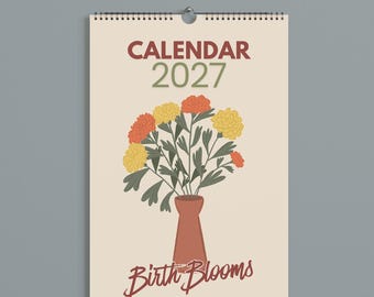 2027 Birth Flower Art Calendar | Botanical Floral Wall Calendar | Birth Blooms Calendar | Monthly Flower Calendar | Digital Download