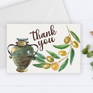 Goldene Oliven Dankeskarte, italienisch Danke, rustikales Danke, druckbare Dankeskarte, Dusche Danke, Danke Hochzeit, Olivenzweig