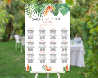 Bird of Paradise Wedding Seating Sign: Modern Foliage (PDF)