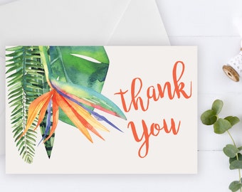 INSTANT DOWNLOAD - Thank You Card, Thank you postcard,Thank yous, Diy thank you card, Tropical thank you, Thank you pdf, Thank you notes