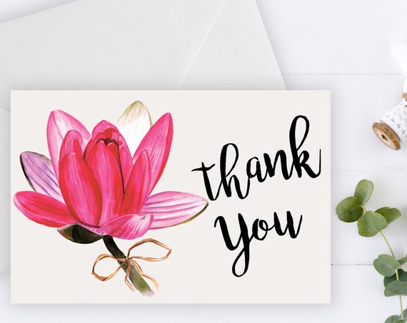 INSTANT DOWNLOAD - Thank You Card, Thank you postcard,Thank yous, Diy thank you card, Floral thank you, Thank you pdf, Thank you notes