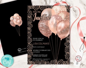 Birthday Invitation Confetti Invitation Fun Invitation Girly Feminine Birthday Party Teen Party Women/'s Birthday
