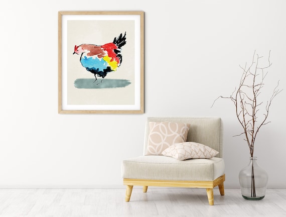 Rooster Watercolor Digital Print | Printable  Art | Farm Art Print | Farmyard Wall Art | DIY Wall Art | Farm Animal Art Print | Office Art