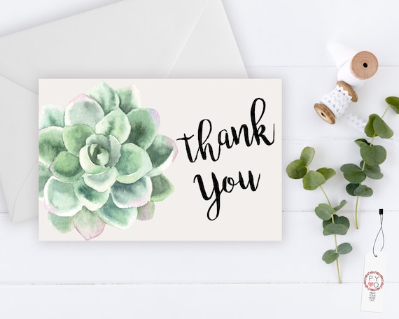 Succulent Thank You Card, Thank you postcard, Thank yous, Diy thank you, Thank you pdf, Thank you notes, Wedding Thank You, Shower Thanks