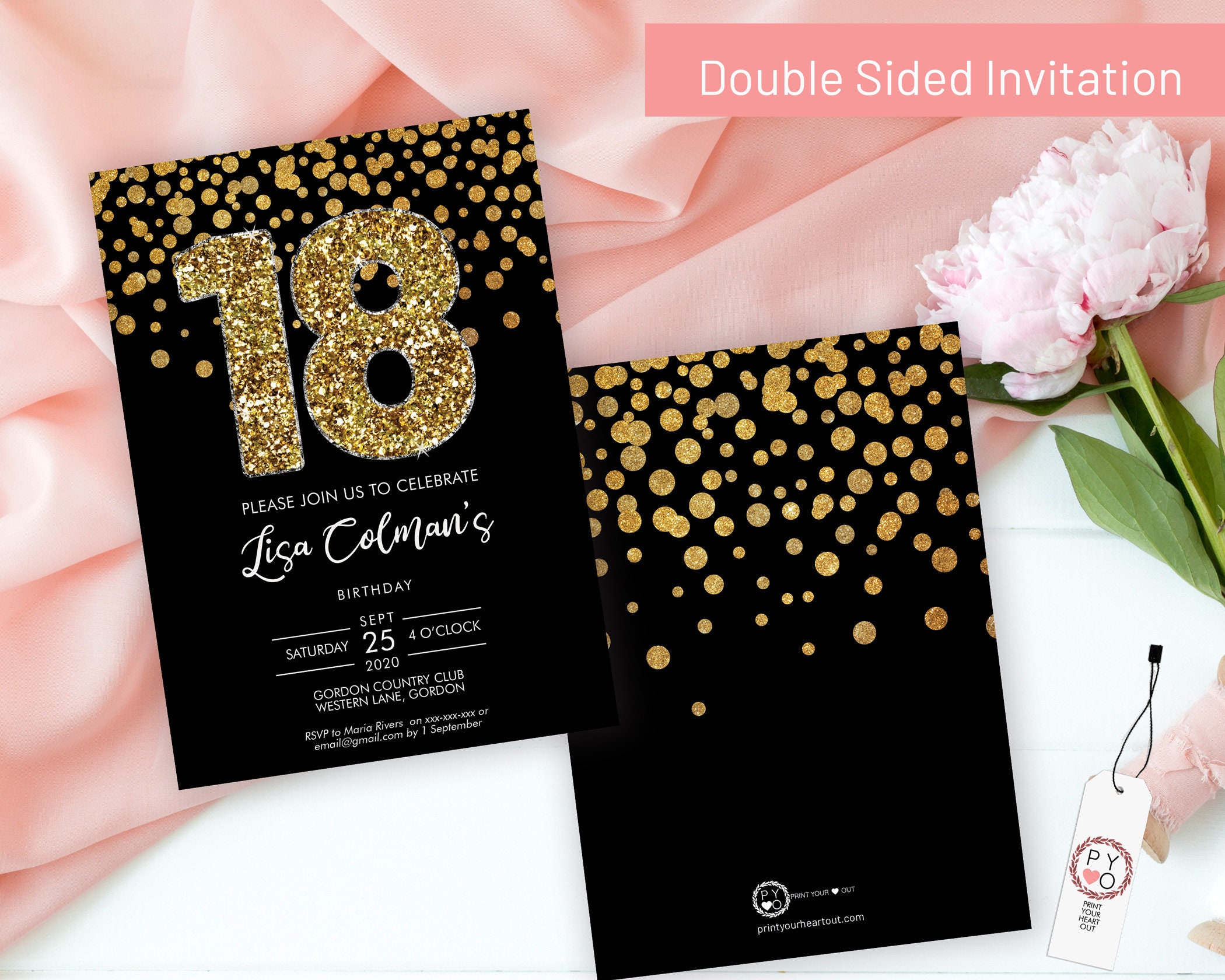 DIY 18th Birthday Confetti Invitation Printable Template Black Gold diy-18th-birthday-confetti-invitation-printable-template-black-gold
