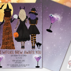 Halloween Cocktail Party Invitation, Witches Brew Theme (Printable Template) image 1