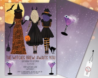Invito per un cocktail party di Halloween a tema "Pozione delle streghe" (modello stampabile)