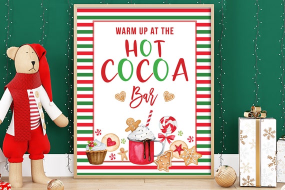 Hot Cocoa Bar Digital Print | Printable Xmas Sign | DIY Christmas Bar Sign | Cocoa Cookies Kids Party | Instant Download | Hot Chocolate