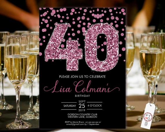 Biglietto personalizzato per il 40° compleanno, Biglietto per lei, Regalo per il 40° compleanno, 40 anni, Biglietto di buon compleanno, Sorella, Amica, Mamma, Zia, Figlia - Italia