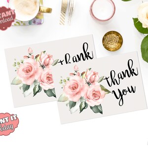 Floral Thank You Card: Printable DIY Notes (PDF, JPEG) image 2