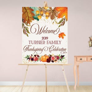 Thanksgiving Invitation Floral Pumpkin Bundle | Welcome Sign, Menu, Placecard, Friendsgiving Dinner image 5