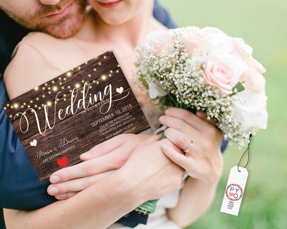 Boho Cream wedding invitation, Party invitation, Wood fence invitation, Rustic Wedding Invitation, TRY Before You BUY, Bohemian Invite