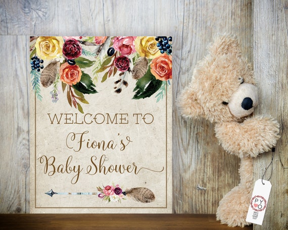 TRY Before You BUY! Boho Yellow Rose Baby Shower Welcome Sign, Baby Shower Sign, Printable Welcome Baby Shower, Gender Neutral Baby Shower