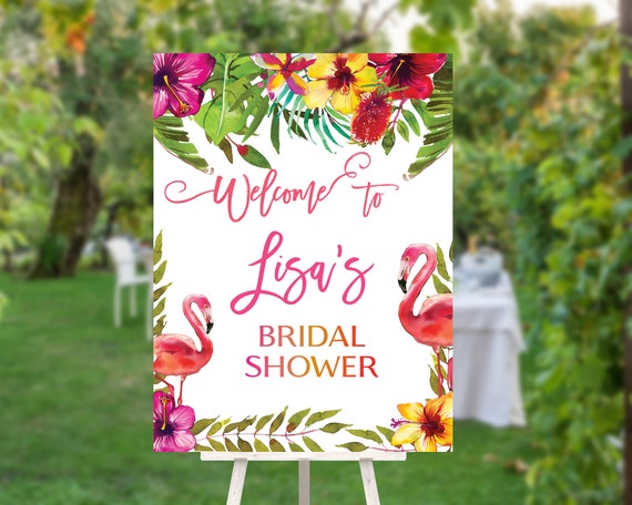 TRY Before You BUY - Bridal Shower Sign, Pink Flamingos, Bridal Welcome Sign, Outdoor Welcome Sign,  Tropical Sign, Pink Flamingo Sign