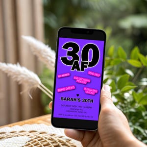 30 AF Invitation | Dirty 30 Birthday Invitation Editable | Adult 30th Party Invite | Girls Night Drinks Template | Corjl Printable image 7