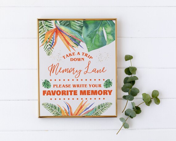 Bird of Paradise Memory Sign • Printable Sign • Memory Lane Sign • Birthday Party Sign •