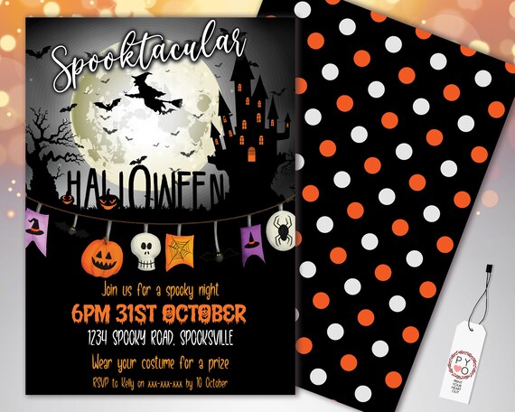 Halloween Witch Spooktacular Invitation, Haunted House (Printable Template)