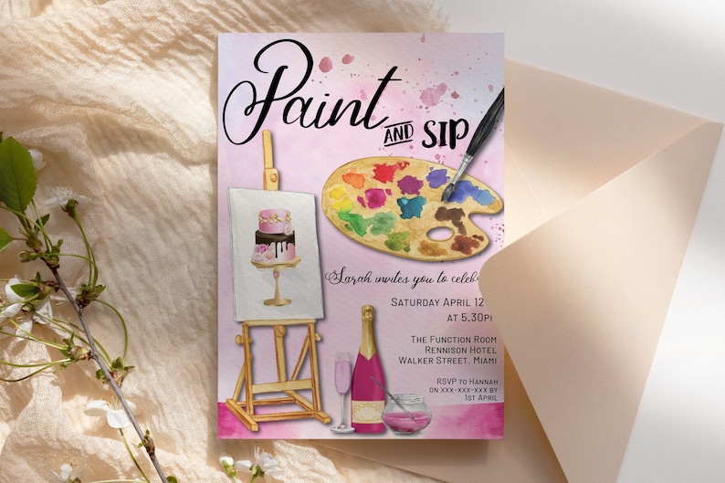 Wine and Paint party invitation