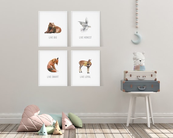 Woodland Nursery Decor | Forest Nursery Animals | Nursery Prints | Watercolor Woodsy Animals | Wall Art | Set of 4 Nursery Prints | Fox Art