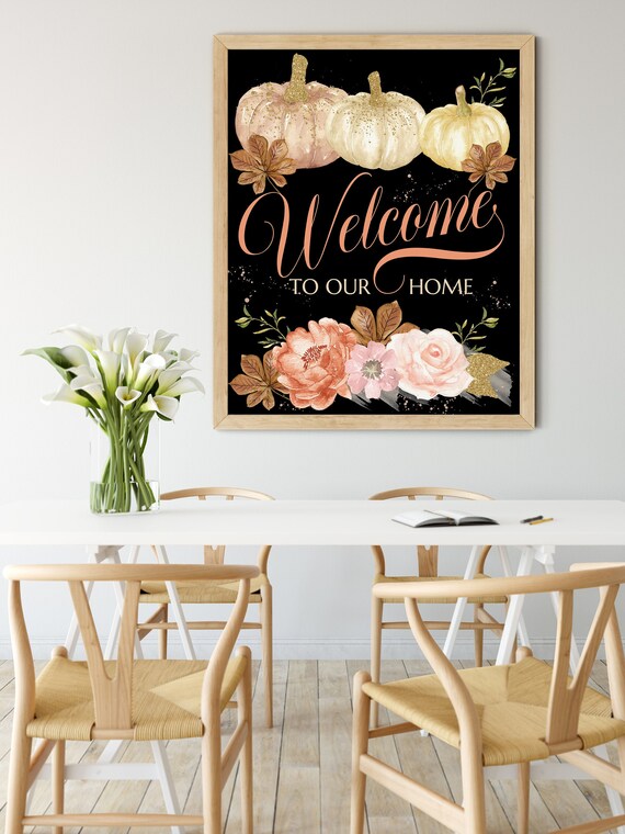 Fall Welcome Home Pumpkins Digital Print | Printable Autumn Art | Fall Art Print | DIY Fall Wall Art | Kitchen Wall Decor | Instant Download
