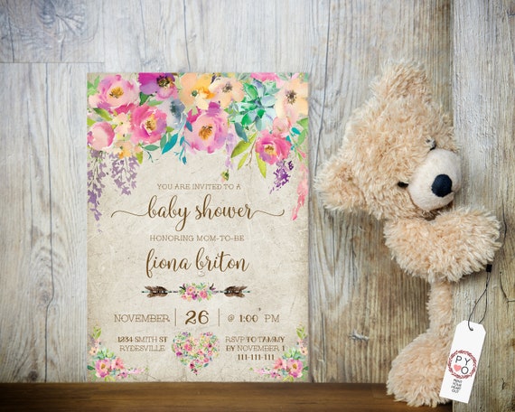 Pink Boho Floral Baby Shower Invitation, Baby Shower Invitation, Printable Baby Shower, Editable Template, Floral Arrow, TRY Before You BUY!