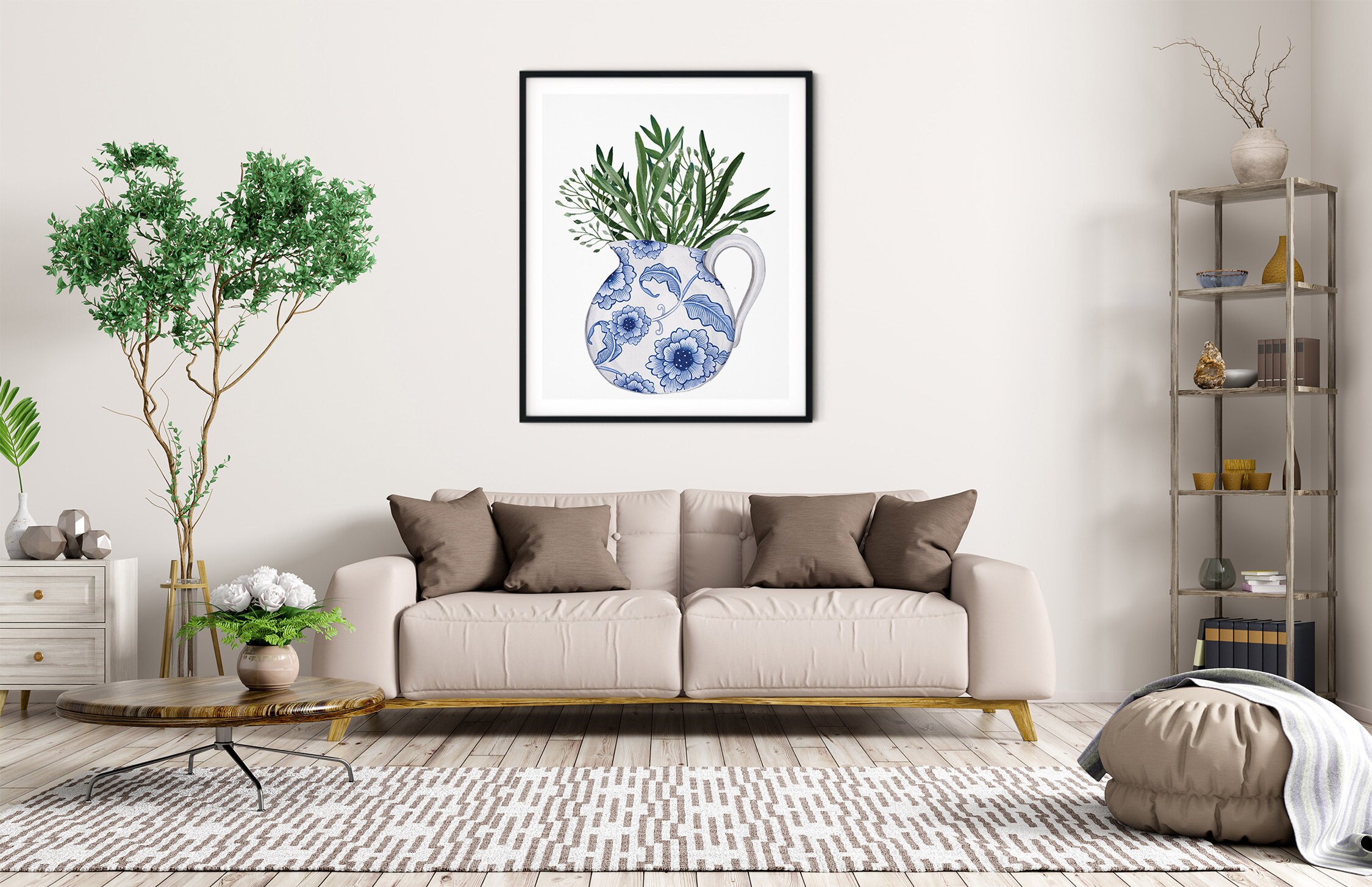 Blue Hamptons Jug Greenery Art Digital Print Printable Plant - Etsy ...