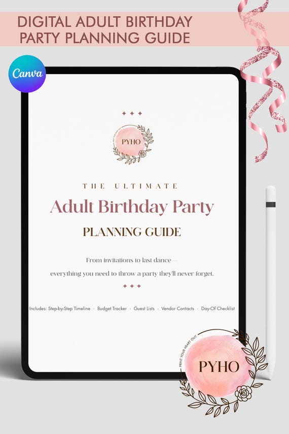 Adult Birthday Party Planning Guide | Digital Canva Download Checklist for Events and Celebrations | Editable Plan with Tips