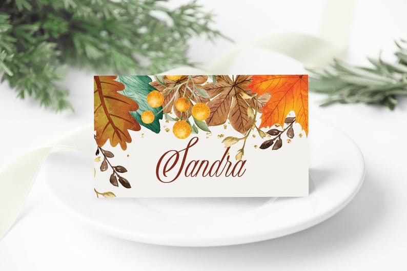 Thanksgiving Invitation Floral Pumpkin Bundle | Welcome Sign, Menu, Placecard, Friendsgiving Dinner image 4