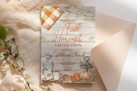 Fall Harvest Party Invitation, Fall Fest, Fall Community Celebration, Fall Church Celebration, Company Party, DIY, Printable Birthday Invite