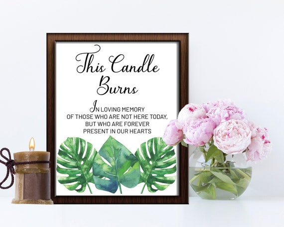 INSTANT DOWNLOAD - Wedding Sign, In Loving Memory Sign, In Our Hearts, Wedding Sign, Memorial Sign, Loving Memory Sign, Tropical Leaves Sign