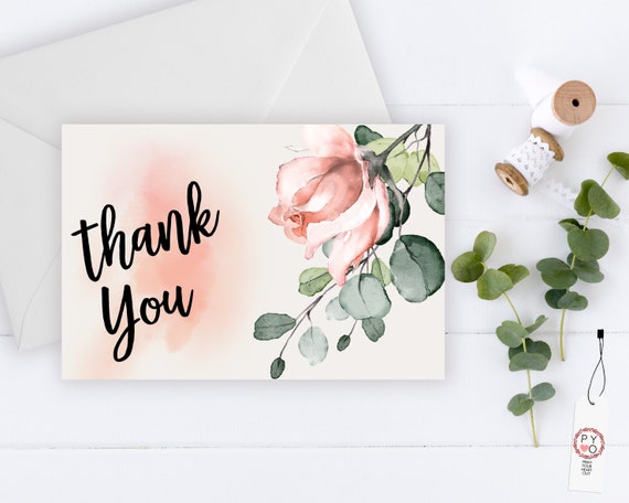 INSTANT DOWNLOAD - Thank You Card, Thank you postcard,Thank yous, Diy thank you card, Floral thank you, Thank you pdf, Thank you notes