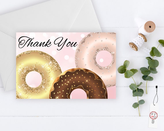 Glitter Donuts Thank You Card, Dessert Sweets Thank You, Printable Thank Yous Card, Bridal Shower Thank You, Thanks Wedding, Baby Shower