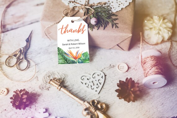 Bird of Paradise Thank You Tag, Wedding Favors, Tropical Thank You Tag, Instant Download, Party Thanks Tag, Thanks Label, Thank You Tag