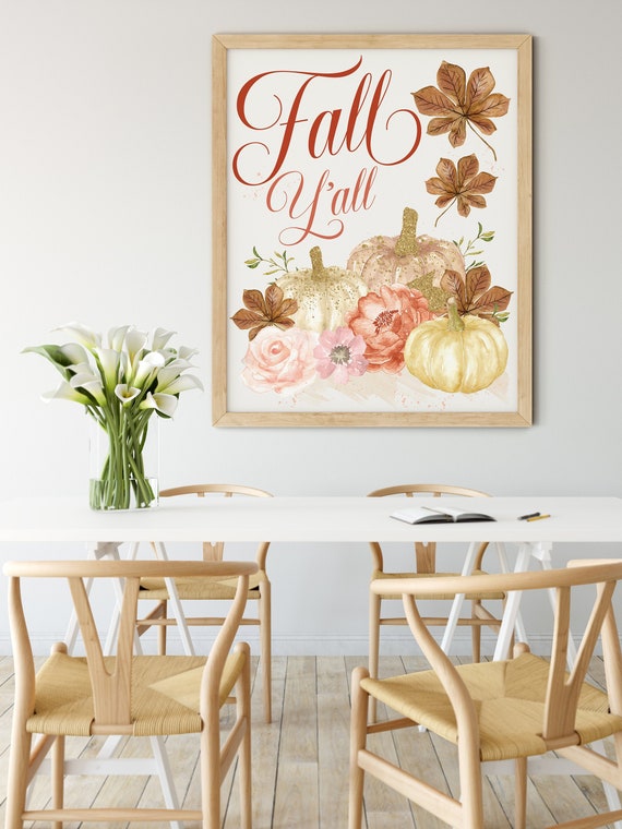 White Fall Yall Pumpkins Digital Print | Printable Autumn Art | Fall Art Print | DIY Fall Wall Art | Entryway Wall Decor | Instant Download