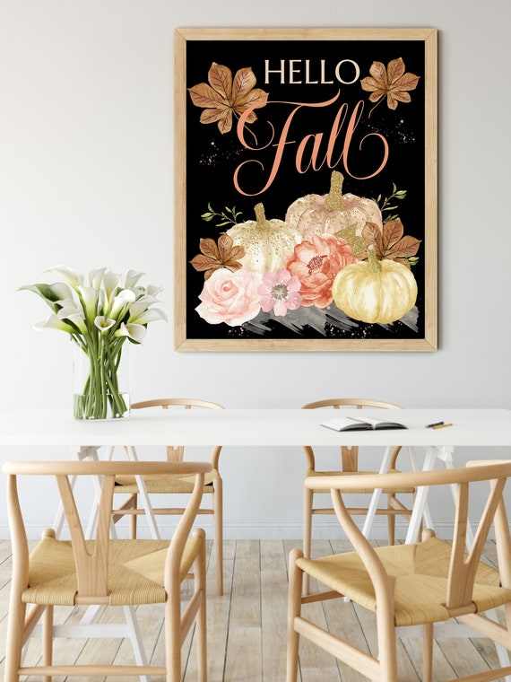 Fall Gold Pumpkins Digital Print | Printable Autumn Art | Fall Art Print | DIY Hello Fall Wall Art | Kitchen Wall Decor | Instant Download