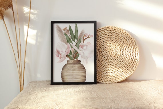 Pink Orchid Vase Digital Print | Printable Natural Art | Tropical Print | Floral Wall Art | DIY Wall Art | Blush Pink Print | Bedroom Art