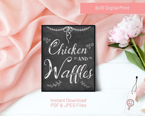 Chicken and Waffles Chalkboard Digital Print | Printable Buffet Art | Chalkboard Food Art | DIY Wall Art | Wedding Sign | Instant Download