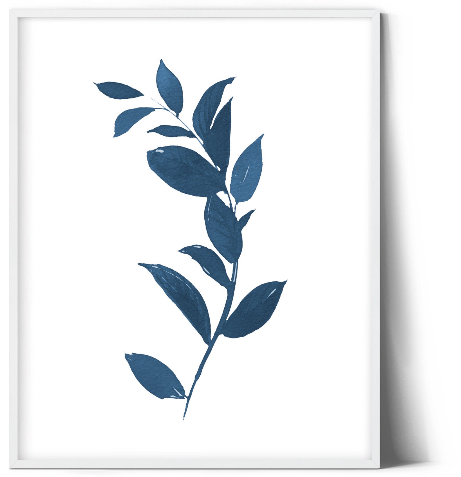 Blue Leaf Art Print Set Printable Leaf Art Leaves Art - Etsy